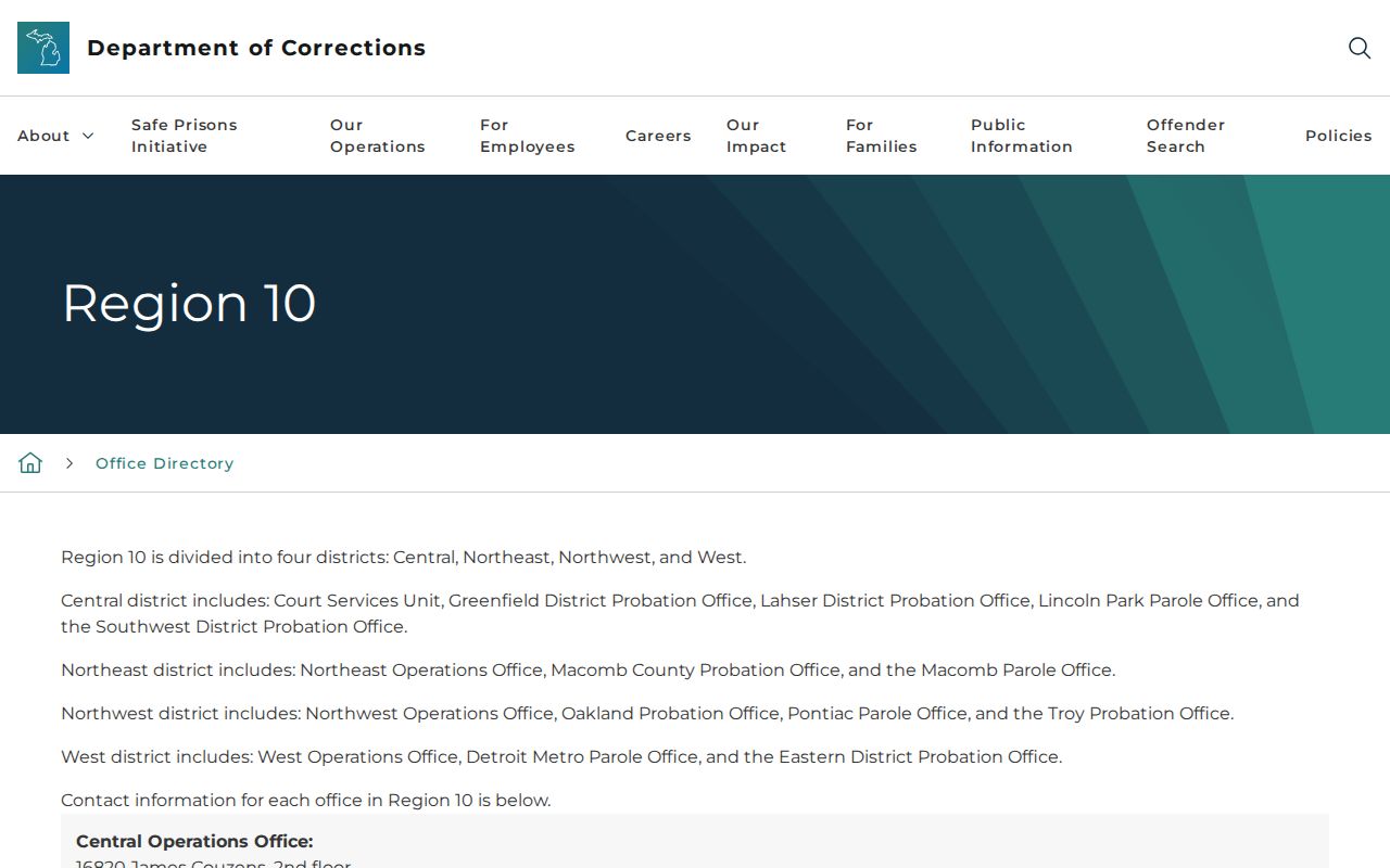 Macomb County arrest record follow-up through MDOC Region 10 offices