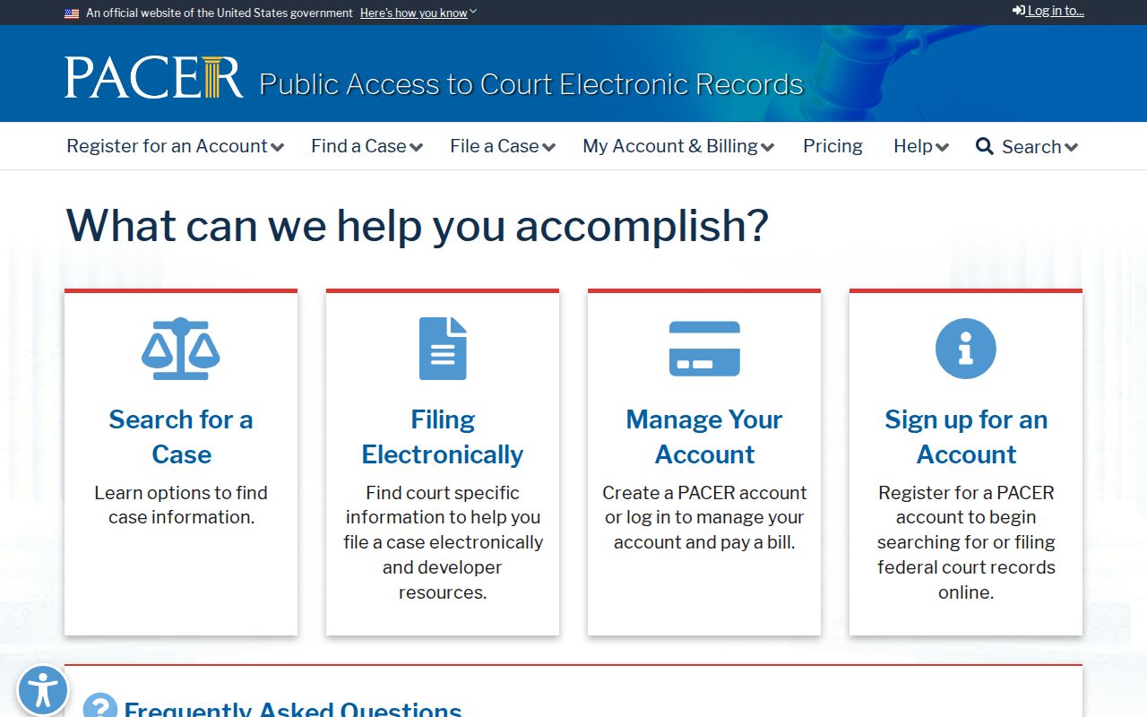 Federal criminal court case access for Macomb County through PACER