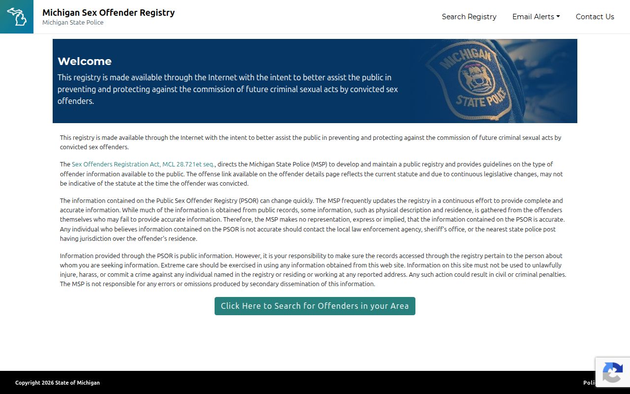Macomb County sex offender check on the Michigan PSOR search interface
