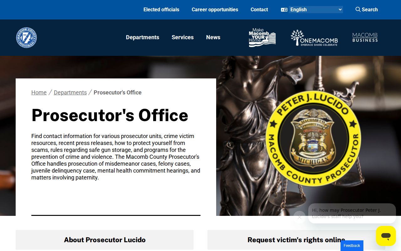 Macomb County Prosecutor criminal charge information