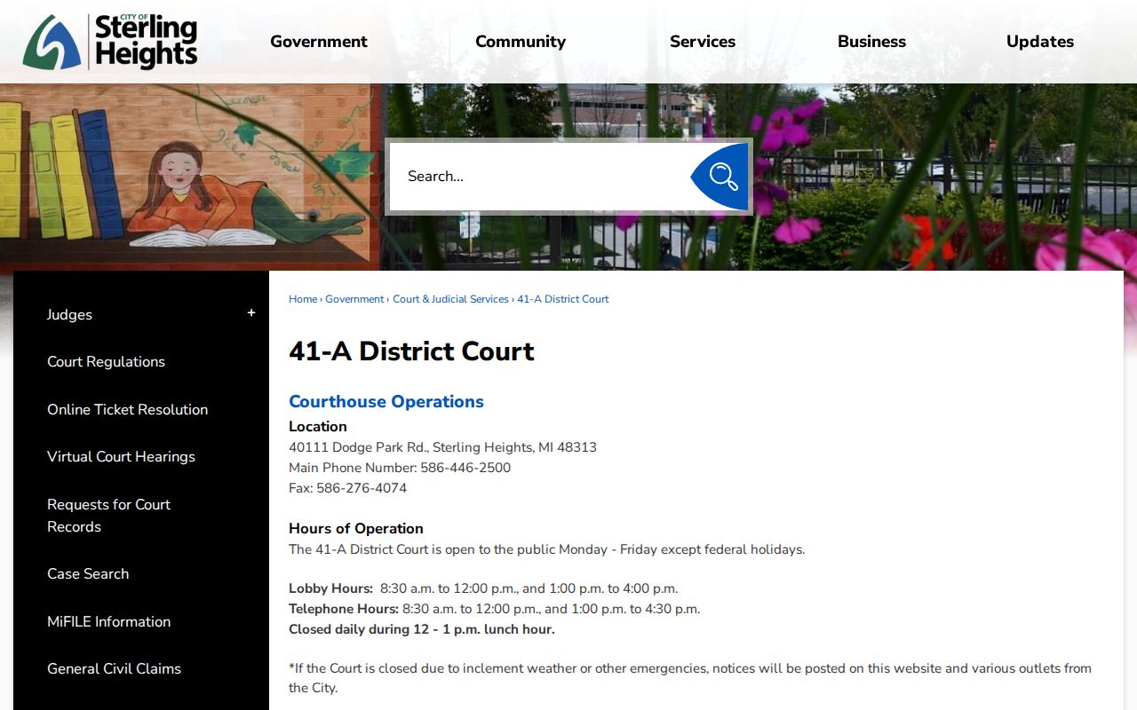 41-A District Court access for Sterling Heights criminal history cases